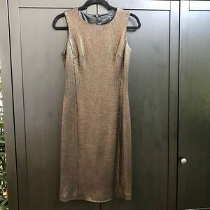 Jay Godfrey Bronze Sleeveless Sheath Midi Dress Size 2